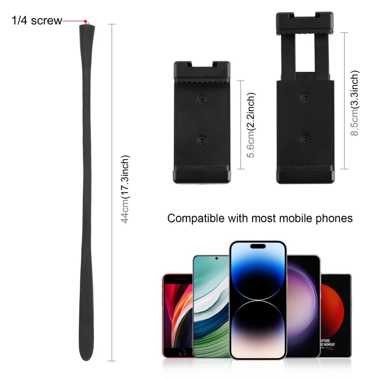 PULUZ Silicone Flexible Clip Mount Holder with Phone Clamp for Phones / GoPro (Black)