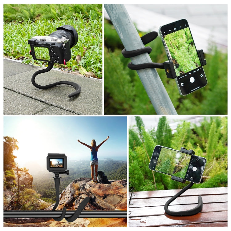 PULUZ Silicone Flexible Clip Mount Holder with Phone Clamp for Phones / GoPro (Black)