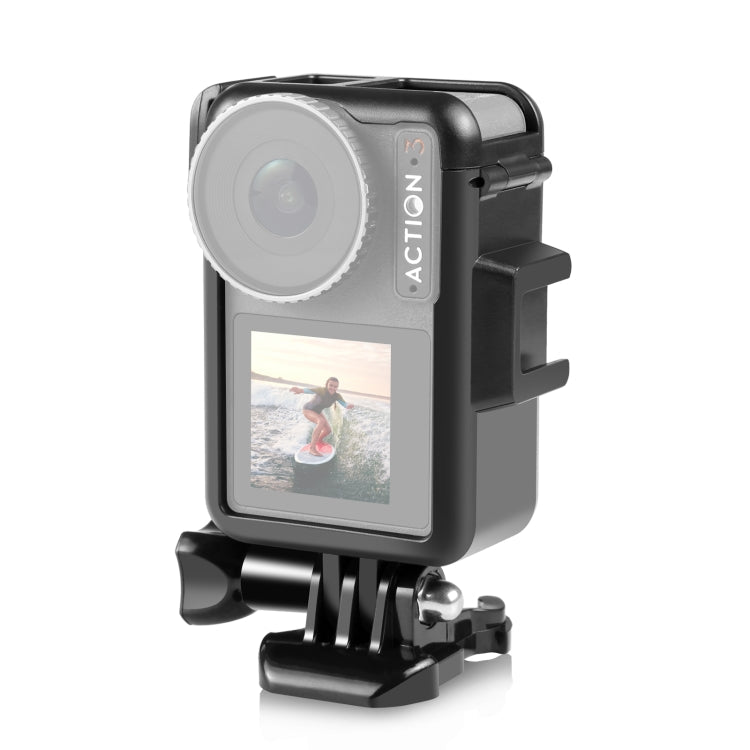 For DJI Osmo Action Pro 5 / 4 / 3 PULUZ Vertical Plastic Protective Frame Cage with Cold Shoes (Black)