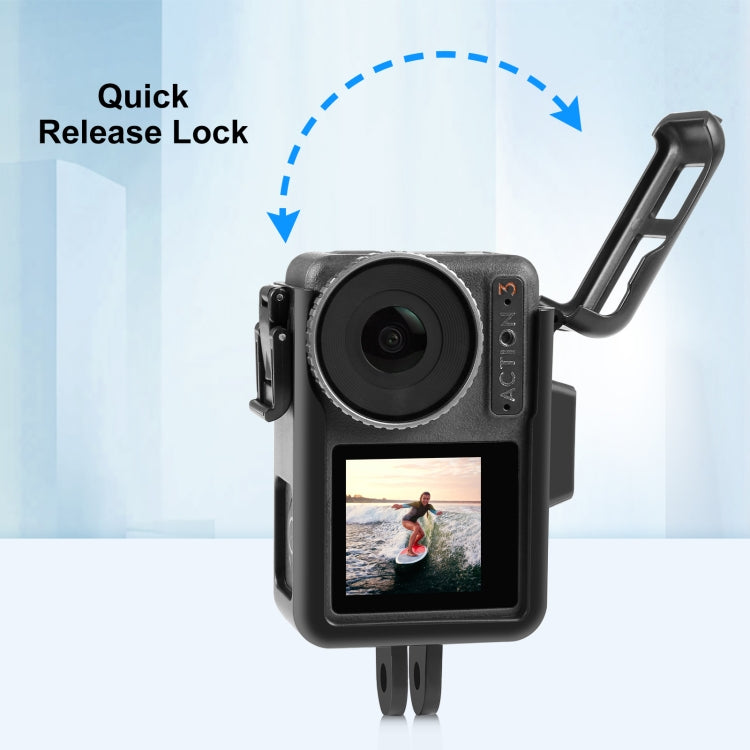For DJI Osmo Action Pro 5 / 4 / 3 PULUZ Vertical Plastic Protective Frame Cage with Cold Shoes (Black)