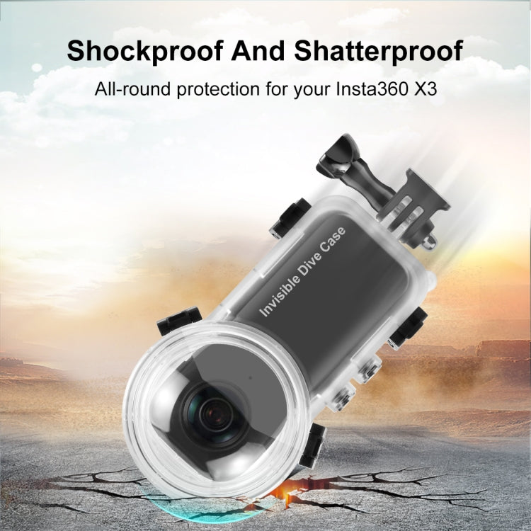 For Insta360 X3 PULUZ Invisible Dive Case 50m Waterproof Sealed Case (Transparent)
