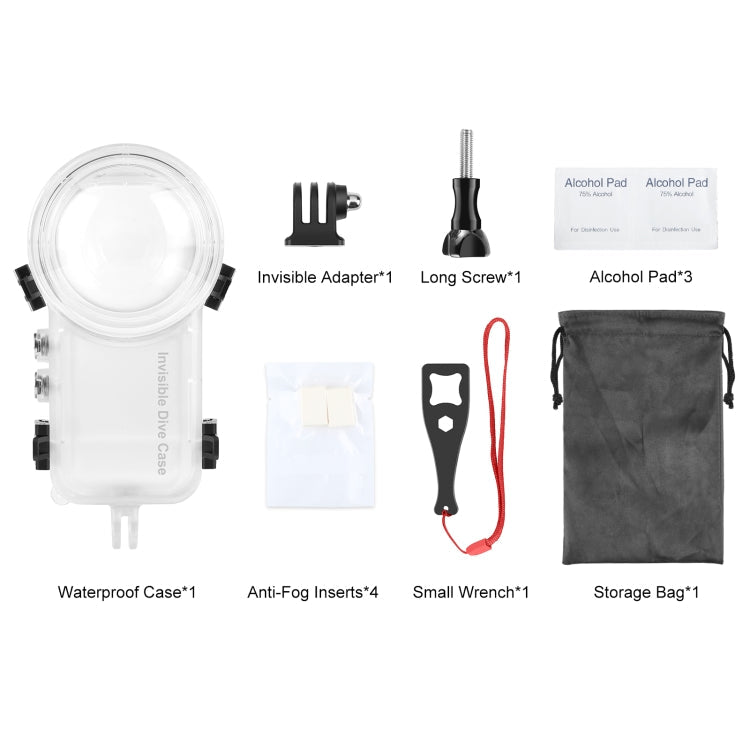 For Insta360 X3 PULUZ Invisible Dive Case 50m Waterproof Sealed Case (Transparent)