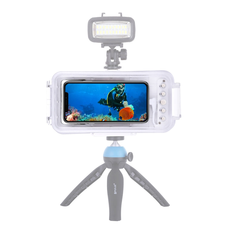 PULUZ 45m/147ft Waterproof Diving Case Photo Video Taking Underwater Housing Cover for iPhone 14 Series, iPhone 13 Series, iPhone 12 Series, iPhone 11 Series, iPhone X Series, iPhone 8 & 7, iPhone 6s, iOS 13.0 or Above Version iPhone                   ...