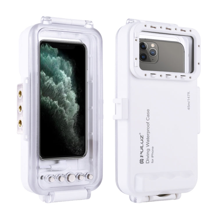 PULUZ 45m/147ft Waterproof Diving Case Photo Video Taking Underwater Housing Cover for iPhone 14 Series, iPhone 13 Series, iPhone 12 Series, iPhone 11 Series, iPhone X Series, iPhone 8 & 7, iPhone 6s, iOS 13.0 or Above Version iPhone                   ...