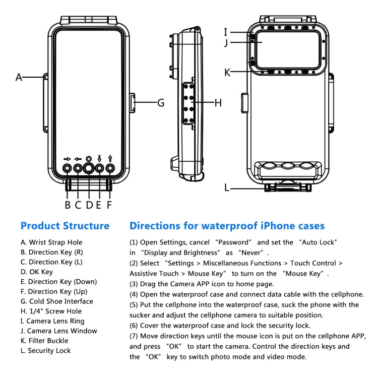 PULUZ 45m/147ft Waterproof Diving Case Photo Video Taking Underwater Housing Cover for iPhone 14 Series, iPhone 13 Series, iPhone 12 Series, iPhone 11 Series, iPhone X Series, iPhone 8 & 7, iPhone 6s, iOS 13.0 or Above Version iPhone                   ...