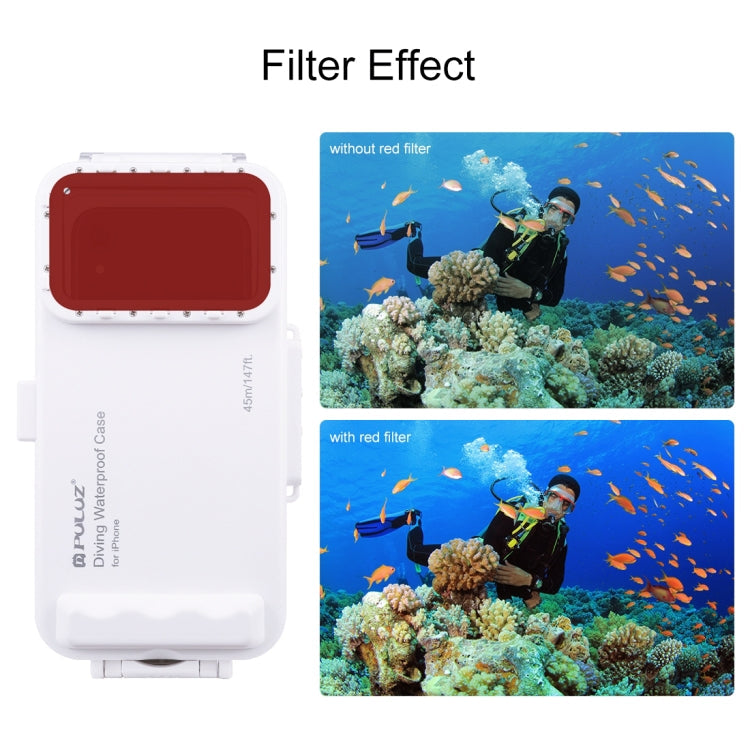PULUZ 45m/147ft Waterproof Diving Case Photo Video Taking Underwater Housing Cover for iPhone 14 Series, iPhone 13 Series, iPhone 12 Series, iPhone 11 Series, iPhone X Series, iPhone 8 & 7, iPhone 6s, iOS 13.0 or Above Version iPhone                   ...