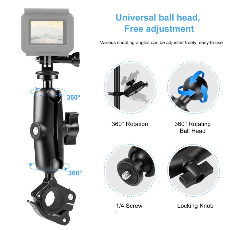 PULUZ Motorcycle O-Clip Quick Release Clamp Handlebar Fixed Mount Holder for GoPro and Other Action Cameras(Black)