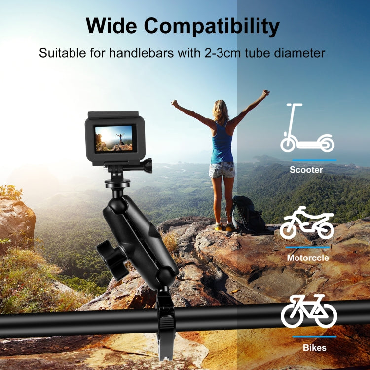 PULUZ Motorcycle O-Clip Quick Release Clamp Handlebar Fixed Mount Holder for GoPro and Other Action Cameras(Black)