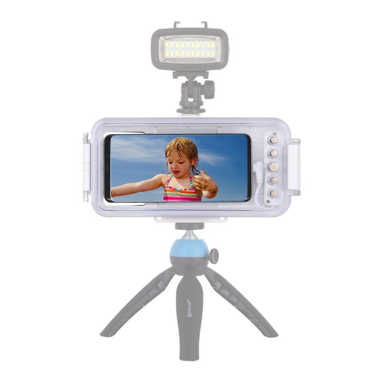 PULUZ 45m/147ft Waterproof Diving Case Photo Video Taking Underwater Housing Cover for iPhone 15 Series, Galaxy, Huawei, Xiaomi, Google Android OTG Smartphones with Type-C Port(White)