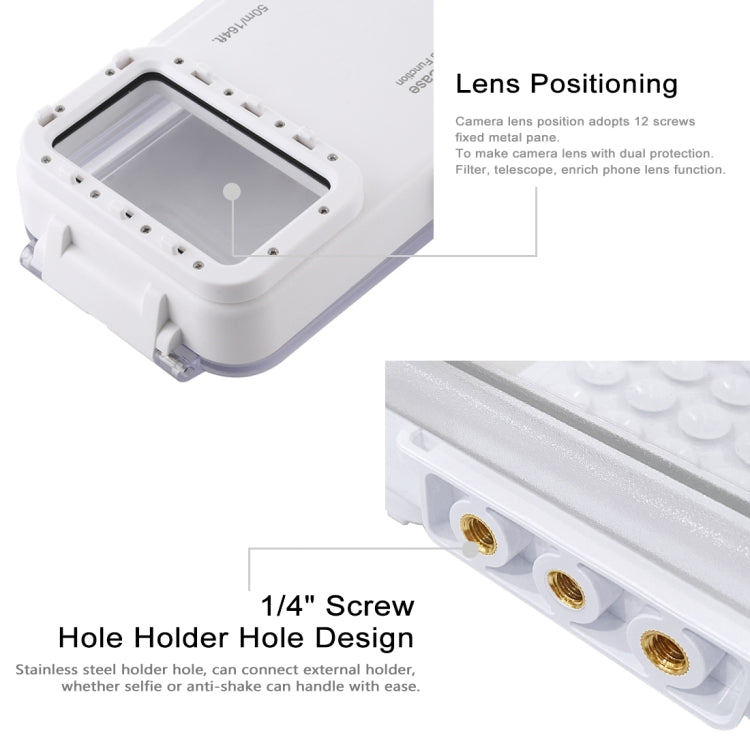 PULUZ 45m/147ft Waterproof Diving Case Photo Video Taking Underwater Housing Cover for iPhone 15 Series, Galaxy, Huawei, Xiaomi, Google Android OTG Smartphones with Type-C Port(White)