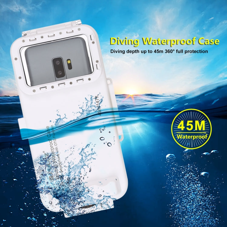 PULUZ 45m/147ft Waterproof Diving Case Photo Video Taking Underwater Housing Cover for iPhone 15 Series, Galaxy, Huawei, Xiaomi, Google Android OTG Smartphones with Type-C Port(White)