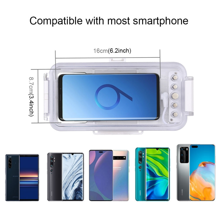 PULUZ 45m/147ft Waterproof Diving Case Photo Video Taking Underwater Housing Cover for iPhone 15 Series, Galaxy, Huawei, Xiaomi, Google Android OTG Smartphones with Type-C Port(White)