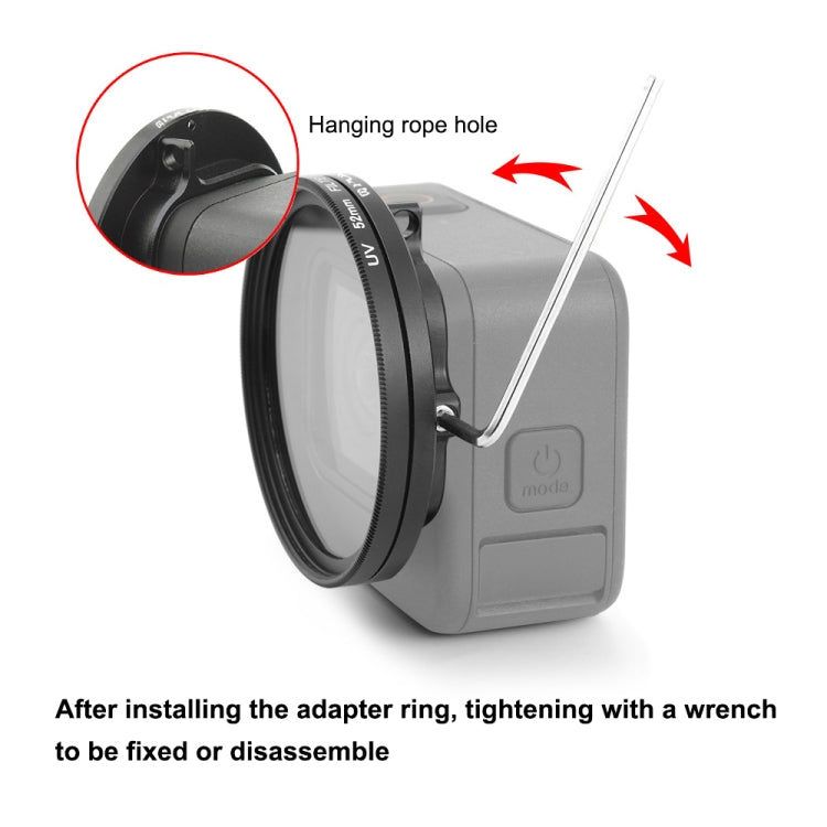 For GoPro HERO12 Black /11 Black /11 Black Mini /10 Black /9 Black PULUZ 52mm UV ND2-400 Filter with Adapter Ring(Black)