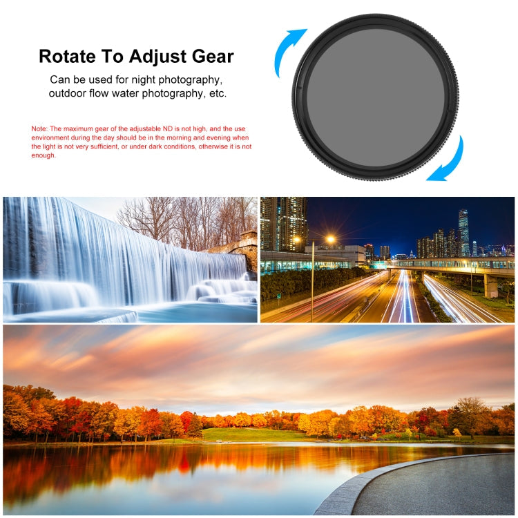 For GoPro HERO12 Black /11 Black /11 Black Mini /10 Black /9 Black PULUZ 52mm UV ND2-400 Filter with Adapter Ring(Black)