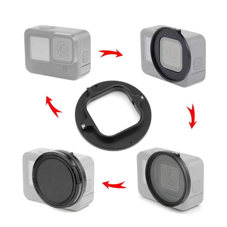 For GoPro HERO12 Black /11 Black /11 Black Mini /10 Black /9 Black PULUZ 52mm UV ND2-400 Filter with Adapter Ring(Black)