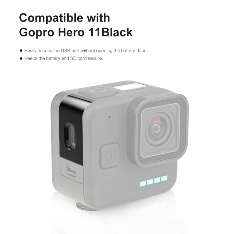 For GoPro Hero11 Black Mini PULUZ Metal Battery Side Interface Cover (Black)