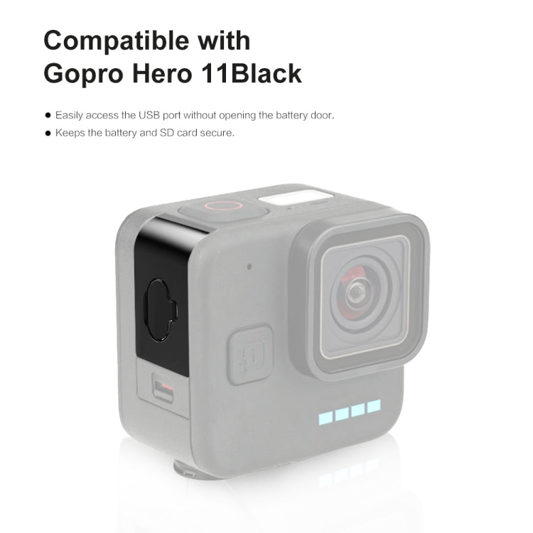 For GoPro Hero11 Black Mini PULUZ Metal Battery Side Interface Cover Dustproof Cap (Black)