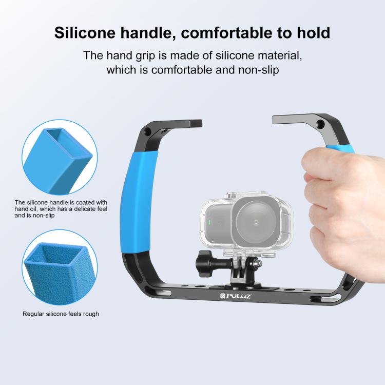 PULUZ Dual Silicone Handles Aluminium Alloy Underwater Diving Rig for GoPro, DJI OSMO Action, Insta360 and Other Action Cameras, For GoPro Action Cameras