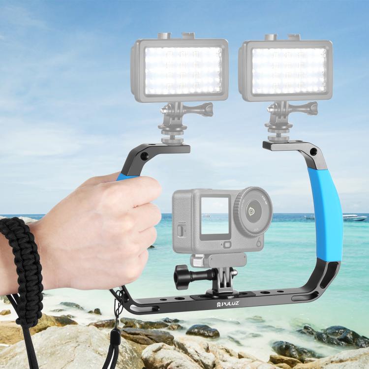 PULUZ Dual Silicone Handles Aluminium Alloy Underwater Diving Rig for GoPro, DJI OSMO Action, Insta360 and Other Action Cameras, For GoPro Action Cameras