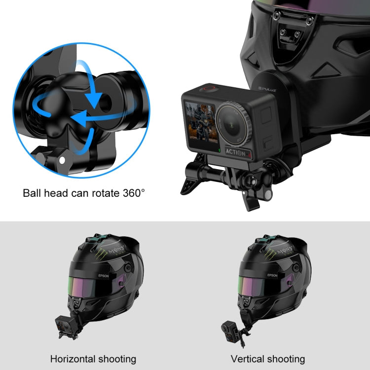 PULUZ Motorcycle Helmet Chin Clamp Mount for GoPro and Other Action Cameras (Black)
