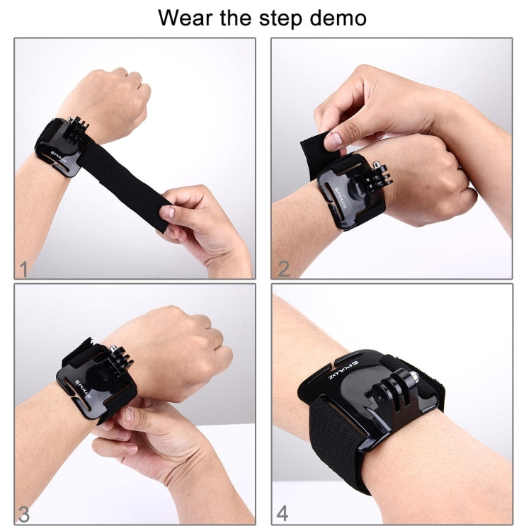 PULUZ Adjustable Wrist Strap Mount for GoPro Hero12 Black / Hero11 /10 /9 /8 /7 /6 /5, Insta360 Ace / Ace Pro, DJI Osmo Action 4 and Other Action Cameras, Strap Length: 28.5cm