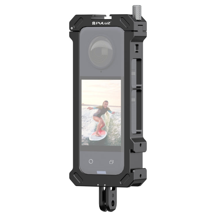 For Insta360 X4 PULUZ Metal Protective Cage Rig Housing Frame with Expand Cold Shoe Base & Tripod Adapter (Black)