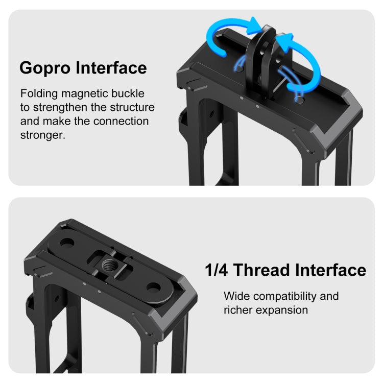 For Insta360 X4 PULUZ Metal Protective Cage Rig Housing Frame with Expand Cold Shoe Base & Tripod Adapter (Black)