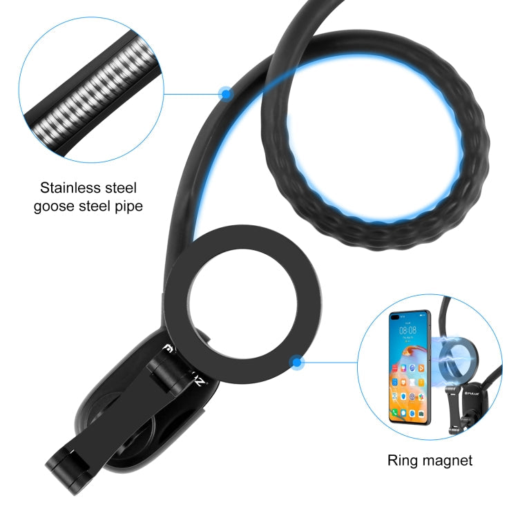 PULUZ Magnetic Collar Bracket POV View Mount with Phone Clamp for GoPro Action Cameras / Phones (Black)