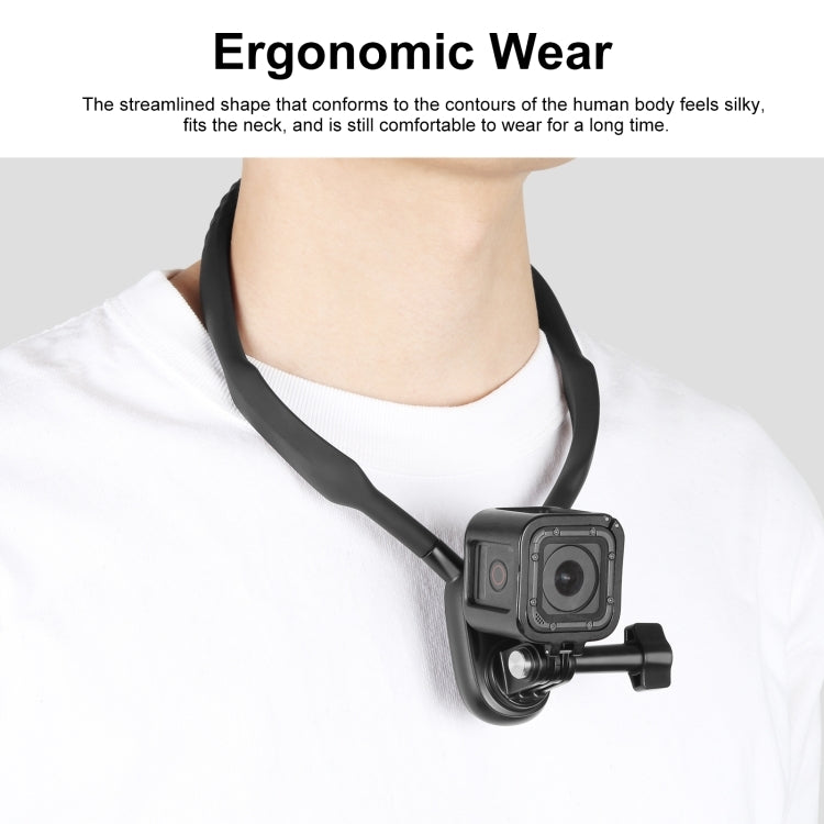 PULUZ Magnetic Collar Bracket POV View Mount with Phone Clamp for GoPro Action Cameras / Phones (Black)