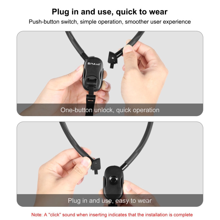 PULUZ Magnetic Collar Bracket POV View Mount with Phone Clamp for GoPro Action Cameras / Phones (Black)