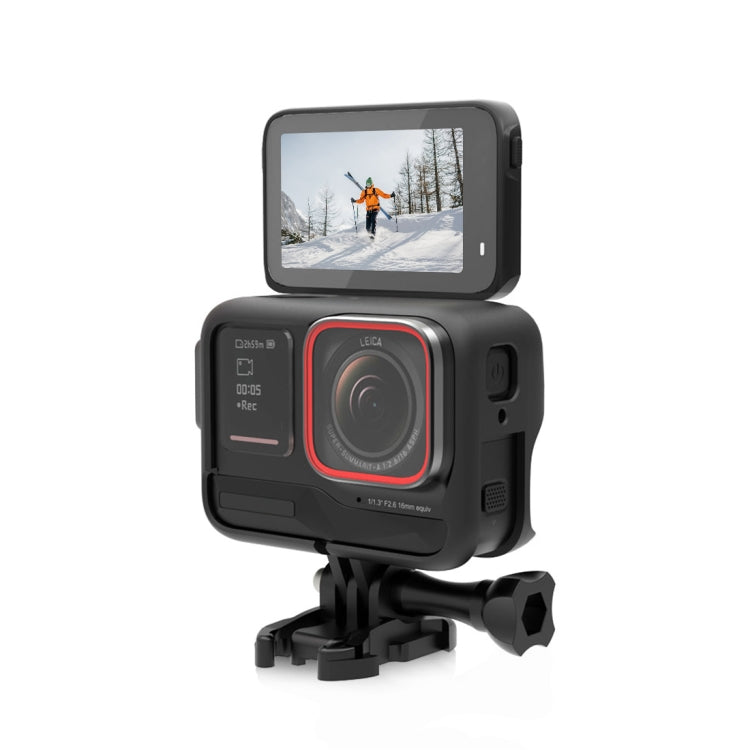 For Insta360 Ace Pro PULUZ Plastic Cage Expansion Adapter Frame with Cold Shoe Base (Black)