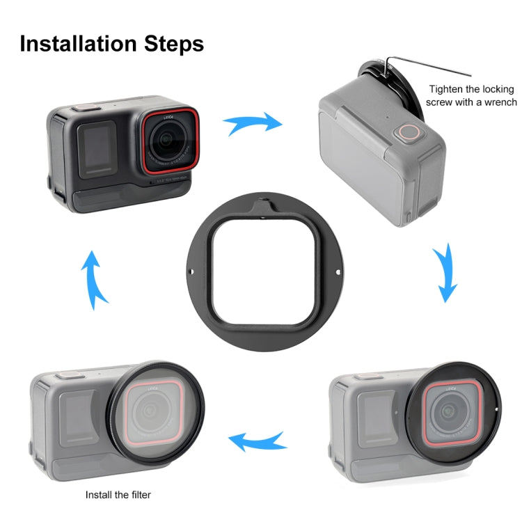 For Insta360 Ace Pro PULUZ 52mm UV Lens Filter Adapter Ring with Lens Cover (Black)