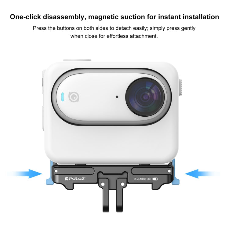 For Insta360 GO3 PULUZ Magnetic Aluminum Alloy Quick Release Base Mount (Black)
