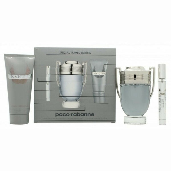 Paco Rabanne Invictus Gift Set 100ml EDT Spray + 100ml Shower Gel + Mini 10ml EDT