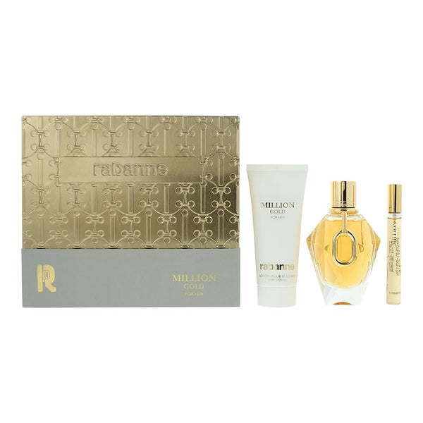 Paco Rabanne Million Gold for Her Gift Set 90ml EDP + 100ml Body Lotion + 10ml EDP