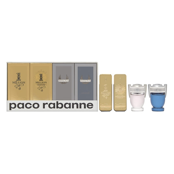 Paco Rabanne Miniatures For Him Gift Set 5ml Invictus EDT + 5ml Invictus Legend EDP + 5ml 1 Million EDT + 5ml 1 Million Parfum EDP