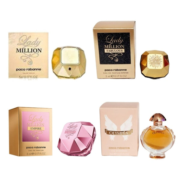 Paco Rabanne Miniatures Gift Set 5ml Lady Million EDP + 5ml Lady Million Empire EDP + 5ml Lady Million Fabulous EDP + 6ml Olympea EDP