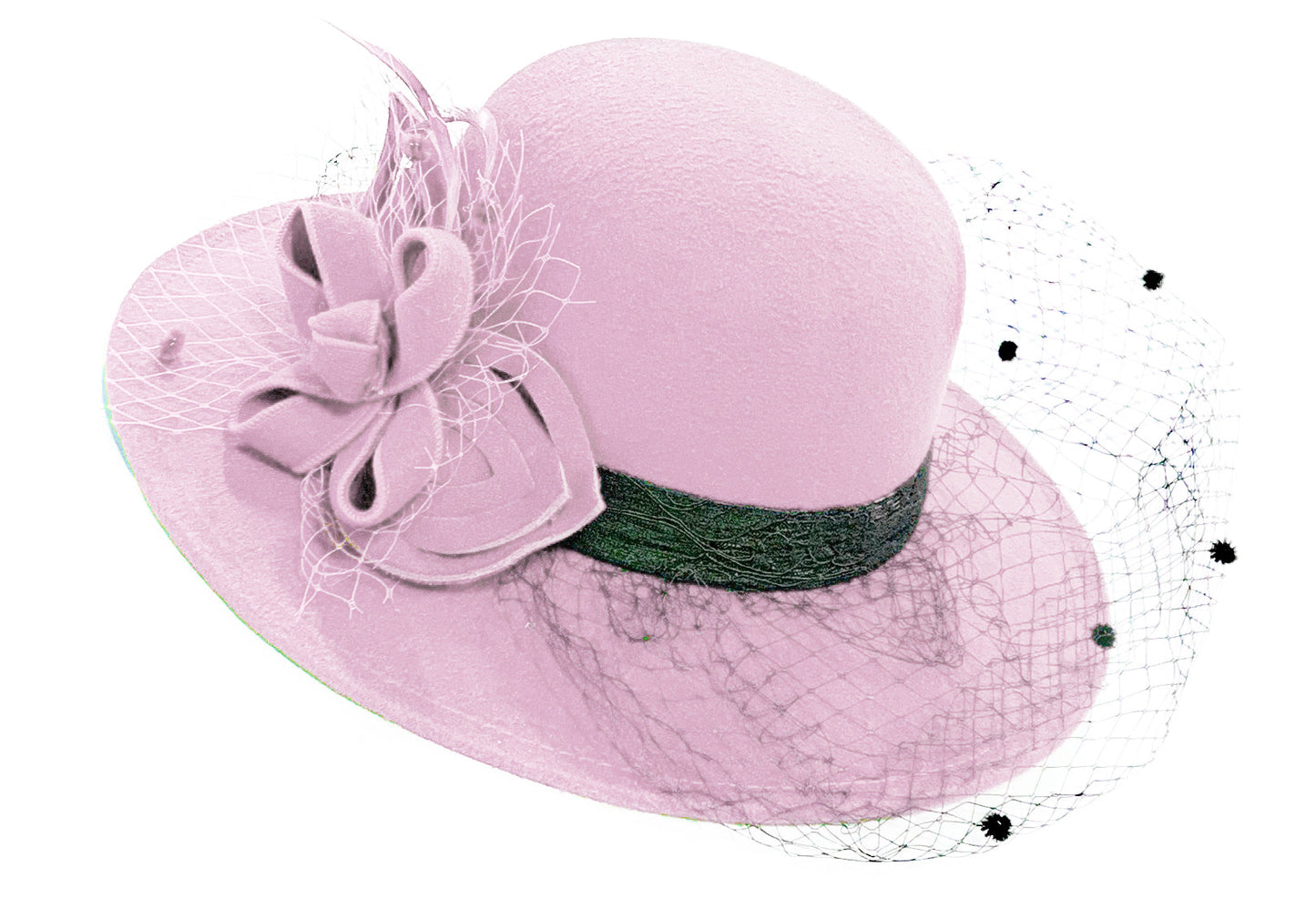 Large Wool Mix Formal Brim Fedora Hat with Veil Hatinator Fascinator