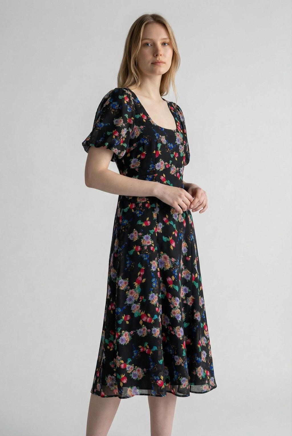 Louche Nadine Carpathian Florals Print Midi Dress