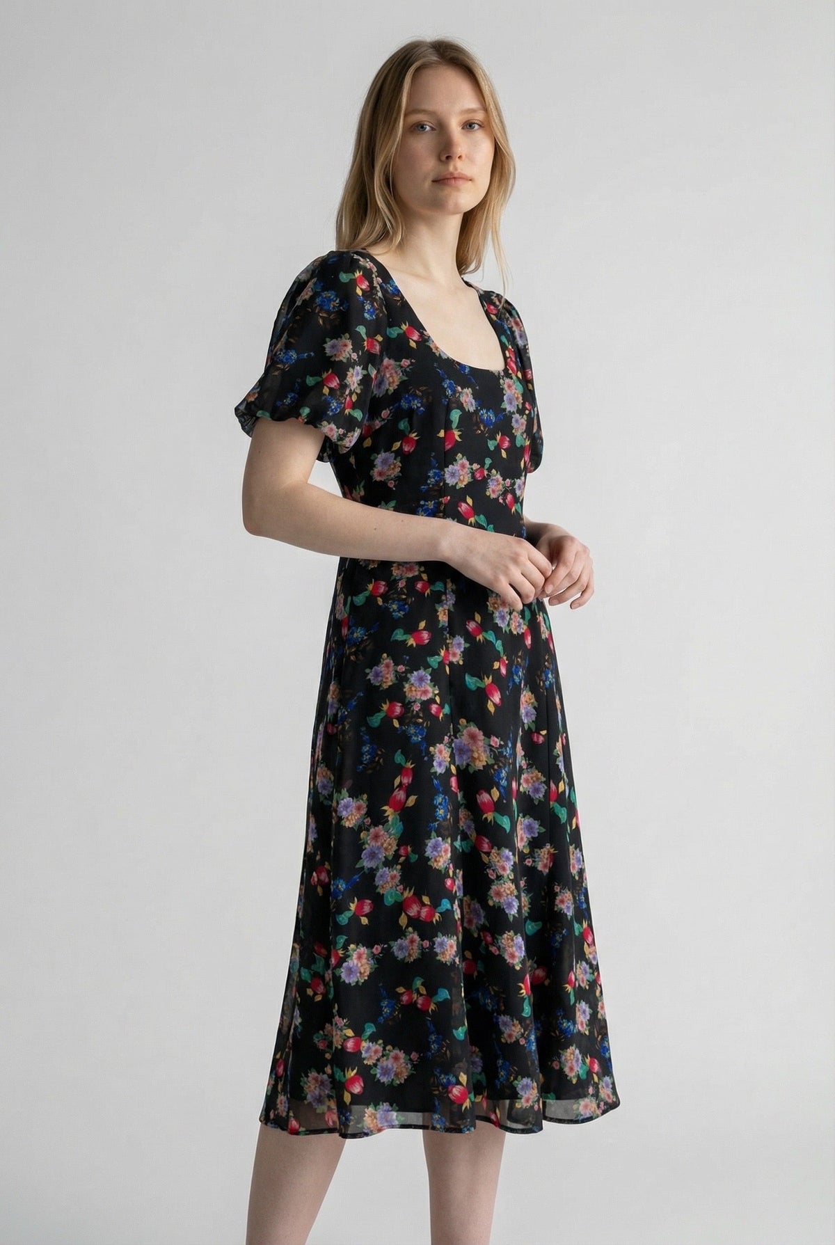 Louche Nadine Carpathian Florals Print Midi Dress