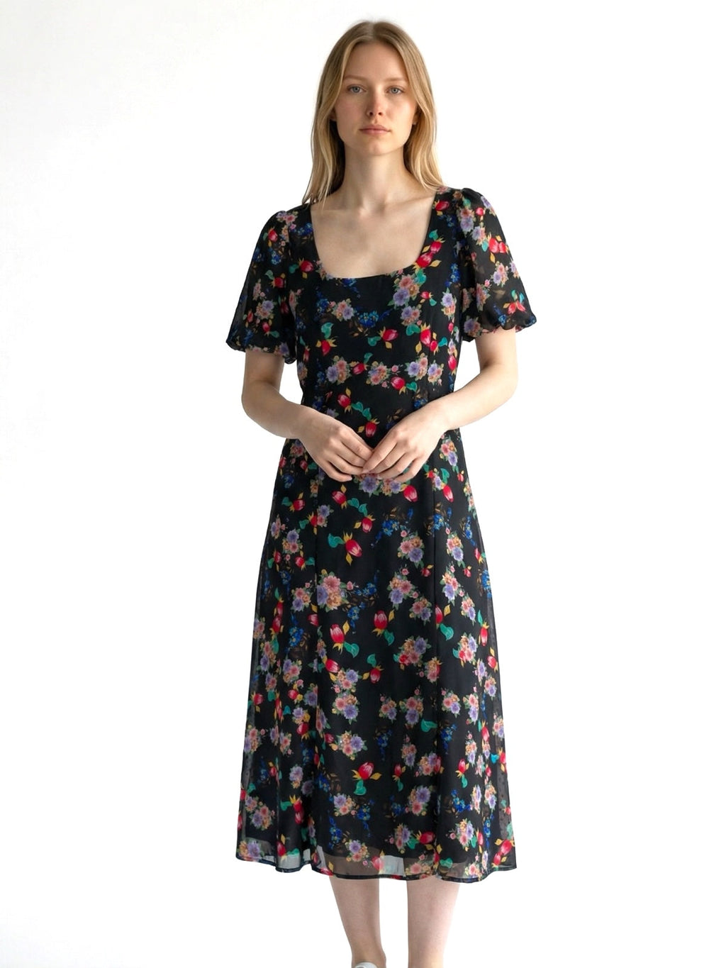 Louche Nadine Carpathian Florals Print Midi Dress