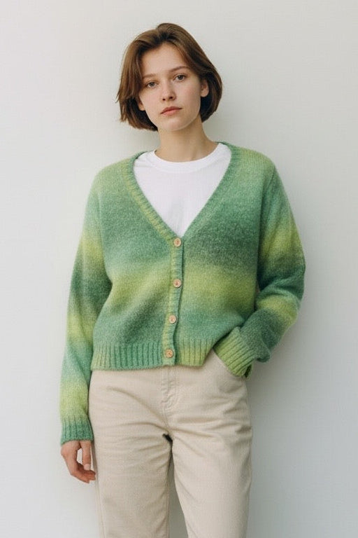 Thao V Neck Space Dyed Cardigan