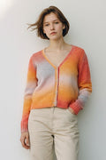Louche Thao V Neck Space Dyed Cardigan in Orange