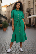 Mollie Baby Cord Puff Sleeve Midi Dress