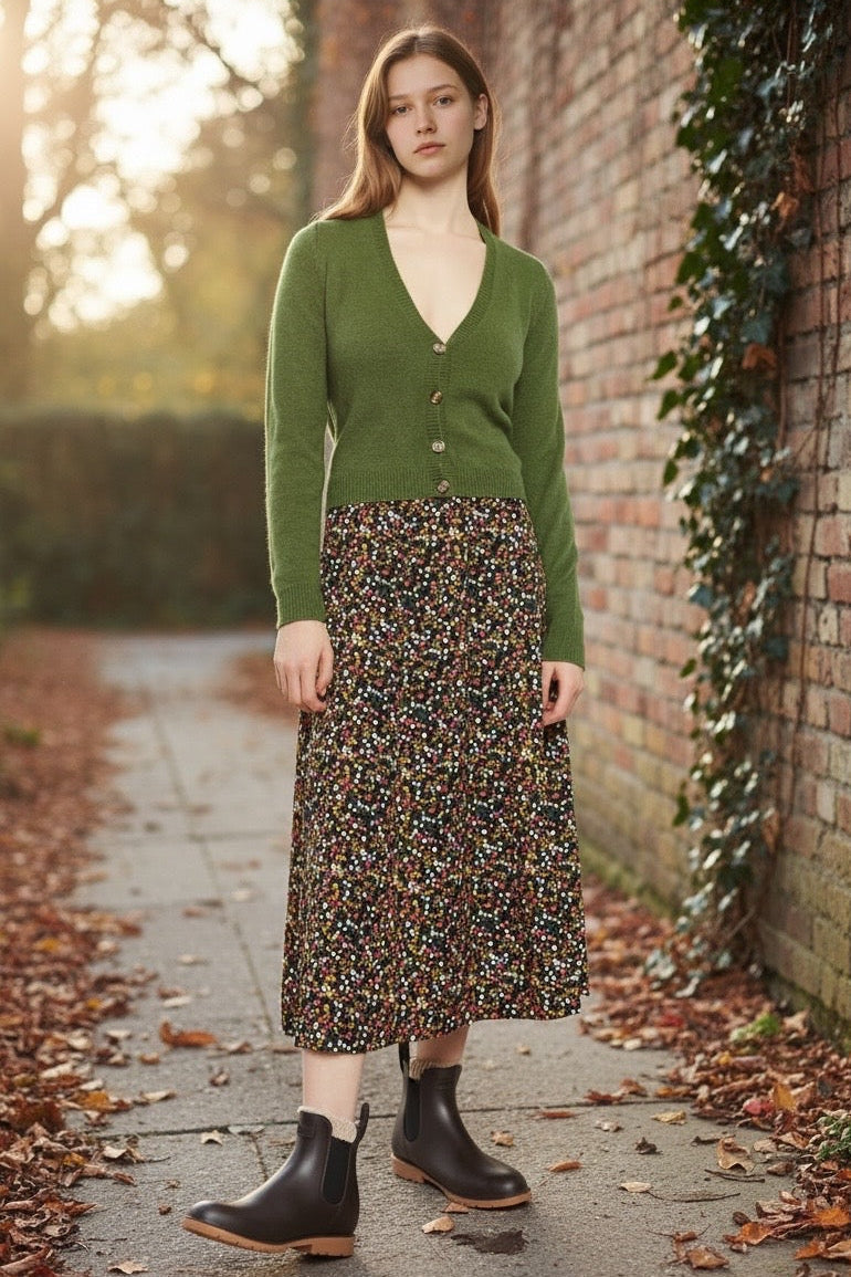 Louche Kiyo Dippy Ditsy Print Midi Skirt