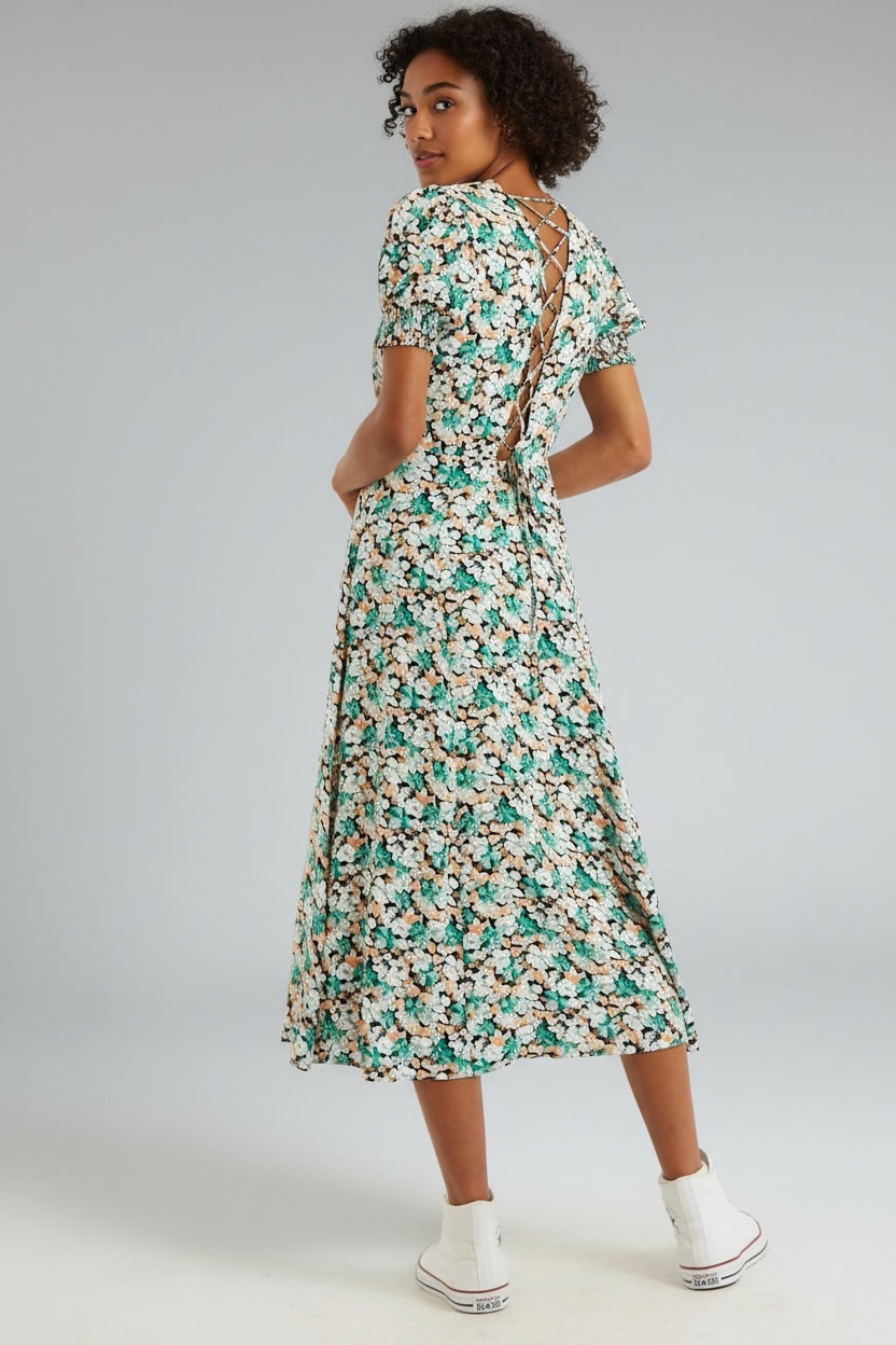 Romola Liseron Laced Back Midi Dress