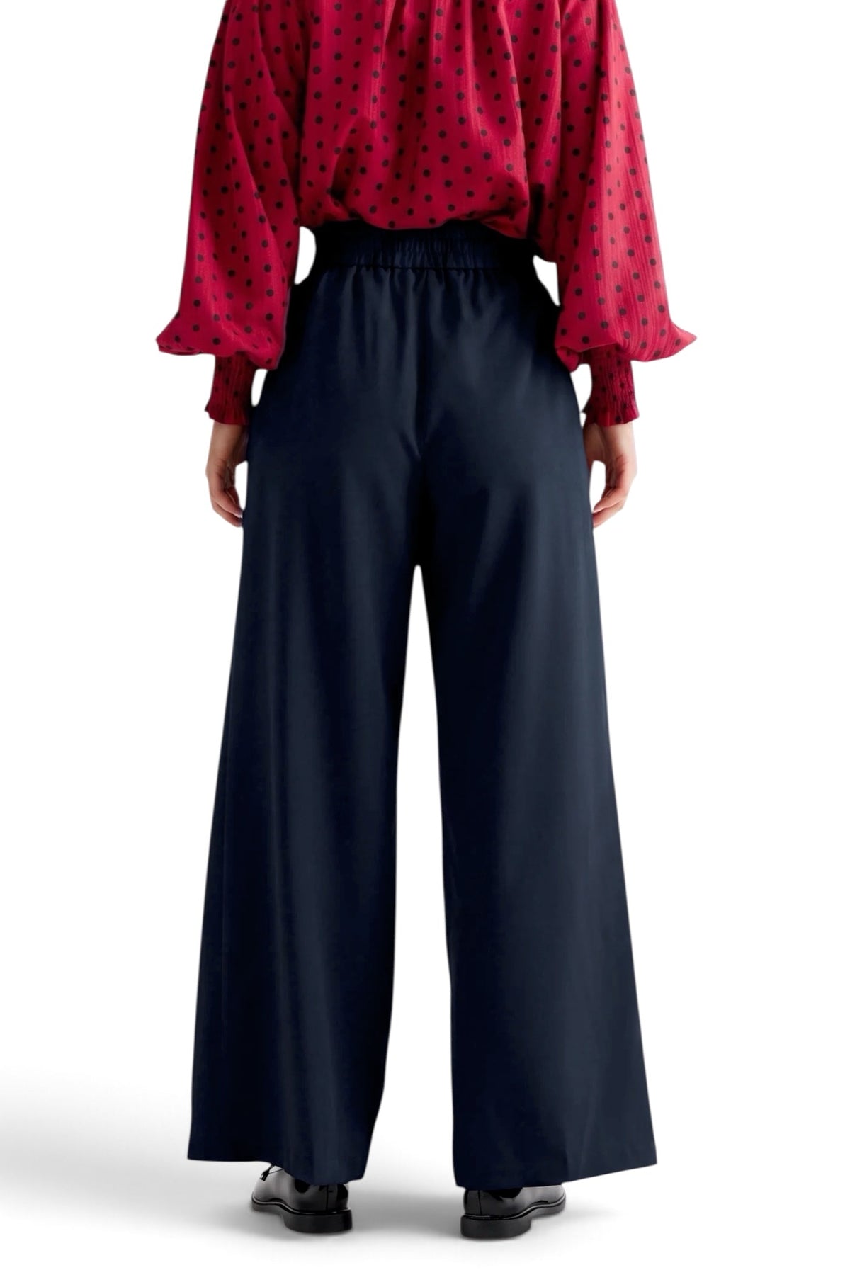 Tyler Fine Twill Pleat Front Wide Leg Trouser -  Navy