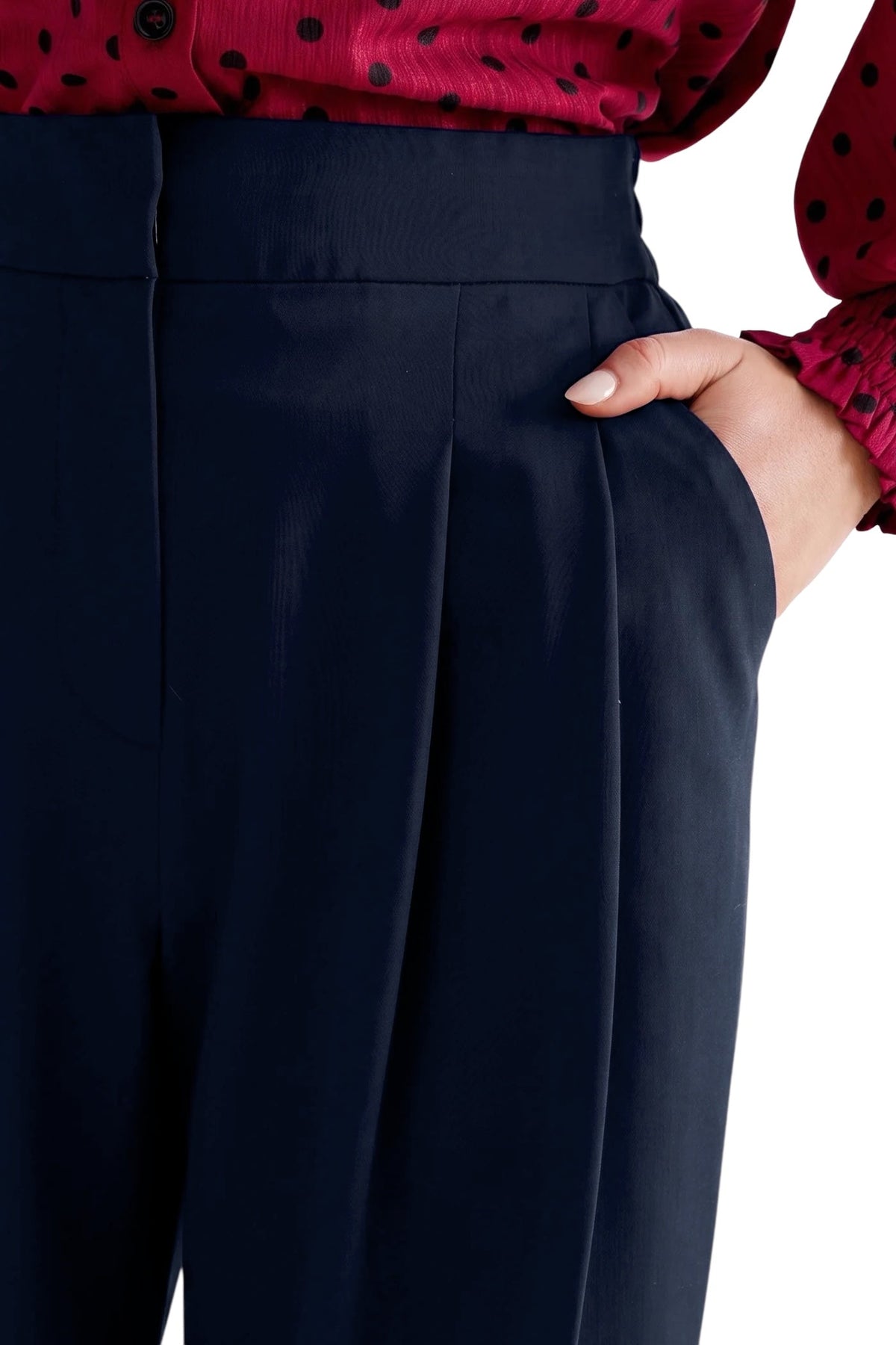 Tyler Fine Twill Pleat Front Wide Leg Trouser -  Navy