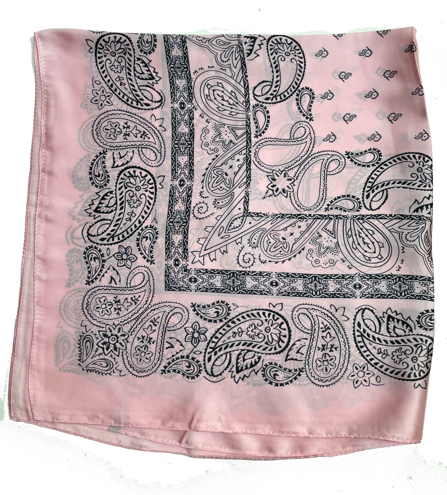 70cm x 70cm Square Scarf Pink Paisley Scarf Thin Silky Womens Summer Spring