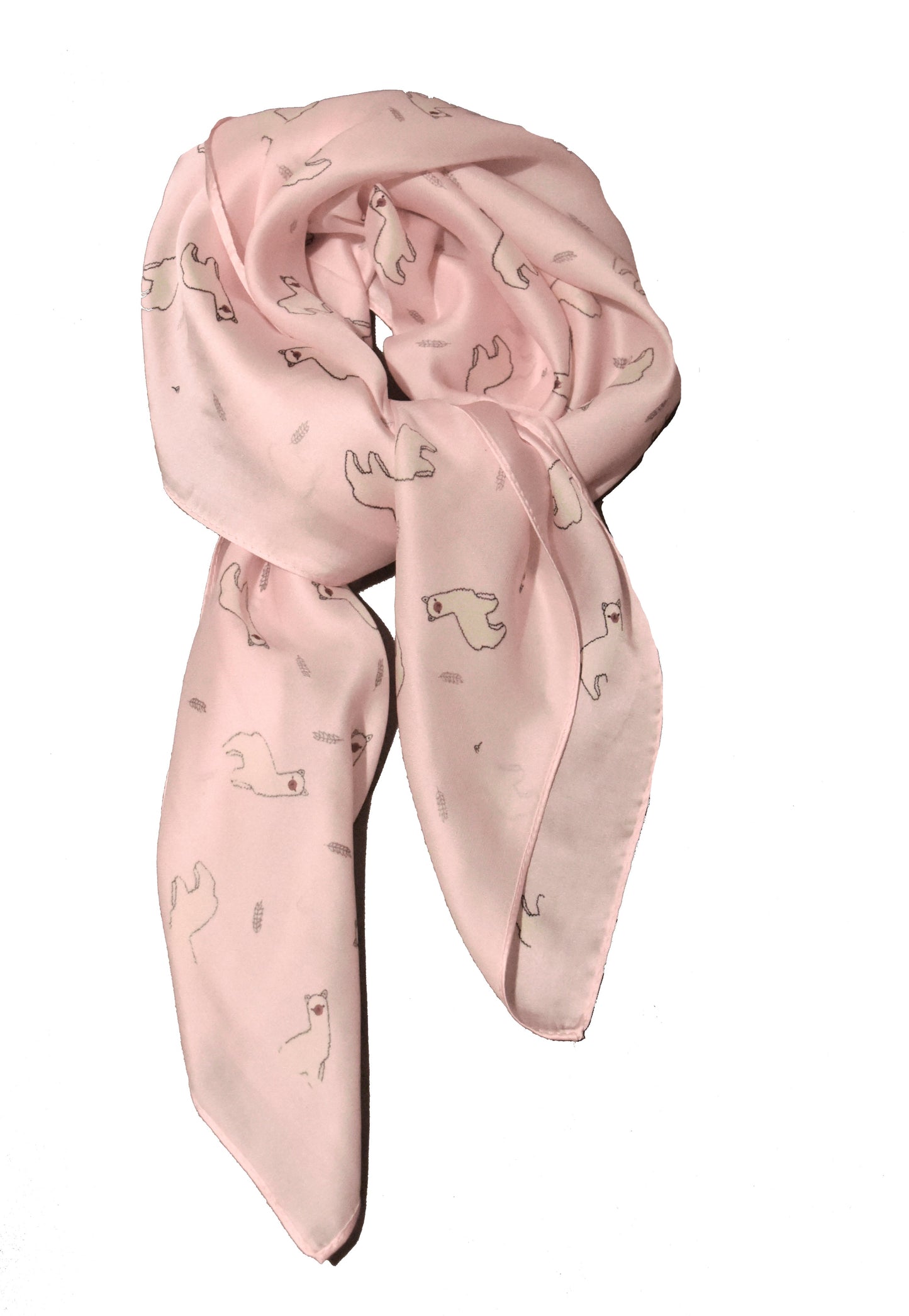 Blush Pink Llama Patter Womens Thin Spring Silk Scarf